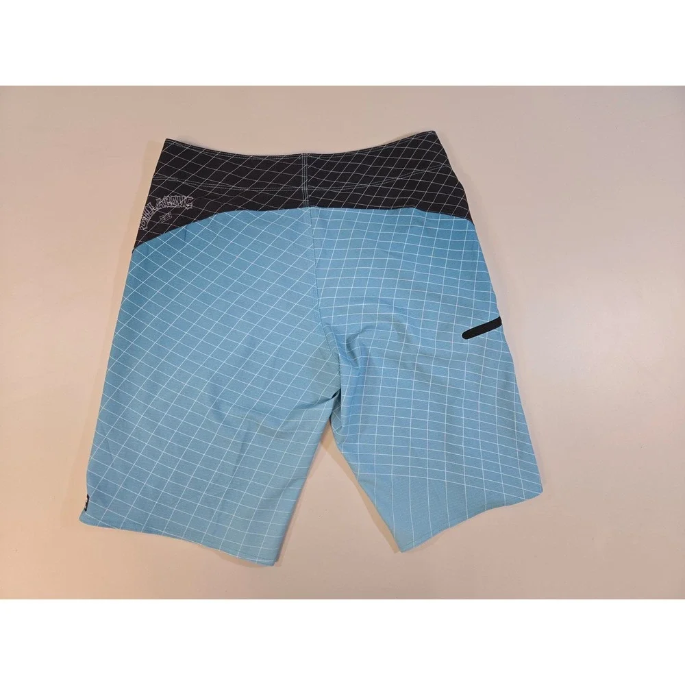 Billabong Upcycler Fluid Pro‎ Board Shorts Mens 30 Blue Black Grid Swim Trunks